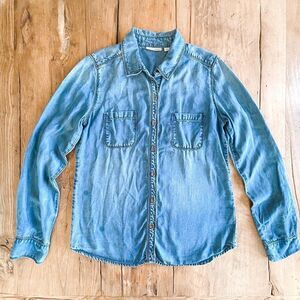 Halogen Chambray Button Down Shirt, Size Small